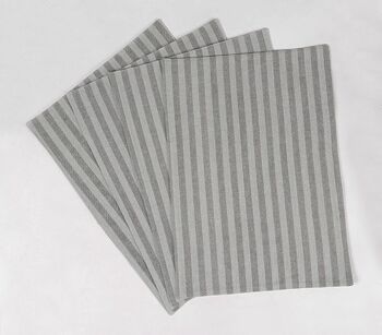 Sets de table en coton gris rayé (lot de 4) 1