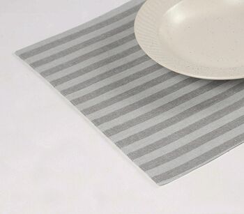 Sets de table en coton gris rayé (lot de 4) 3