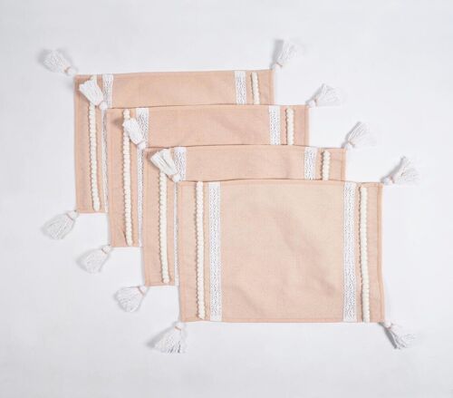 Lace & Tassel Accented Cotton Placemats (set of 4)