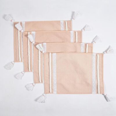 Lace & Tassel Accented Cotton Placemats (set of 4)