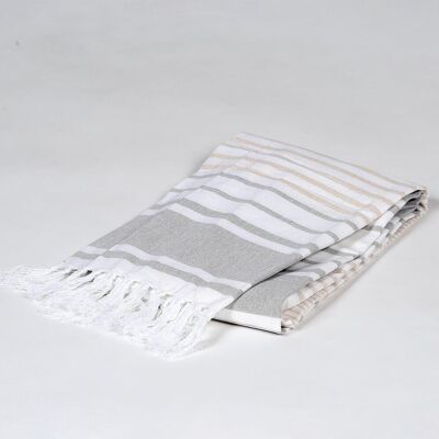 Striped Neutral Tasseled Towel