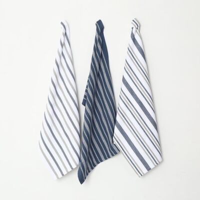 Paños de cocina a rayas azul marino (juego de 3)