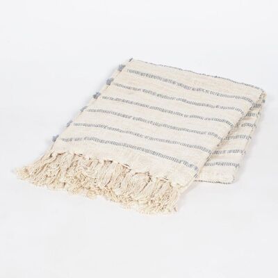 Handwoven Striped Cotton Throw with Tassels