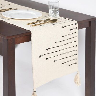 Minimaler handgewebter Tischläufer aus Baumwolle