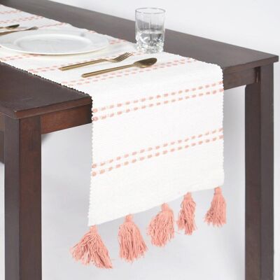 Pastel Bohemian Table Runner with Tassels