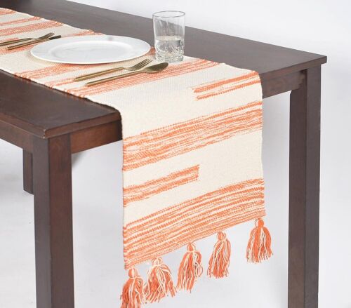 Warm Bohemian Table Runner with Tassels