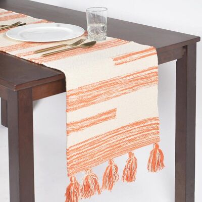 Warm Bohemian Table Runner with Tassels
