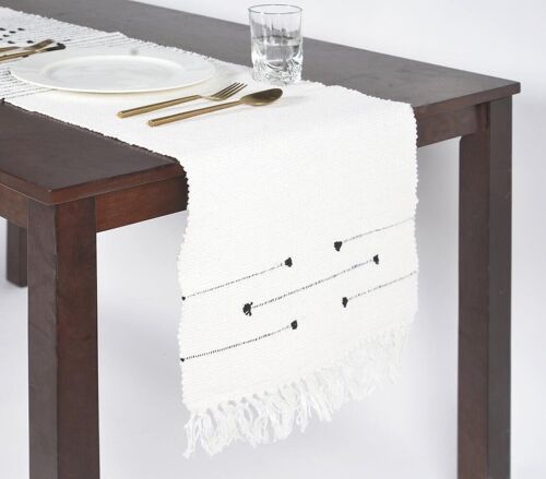 Handwoven Stripes & Diamonds Cotton Table Runner