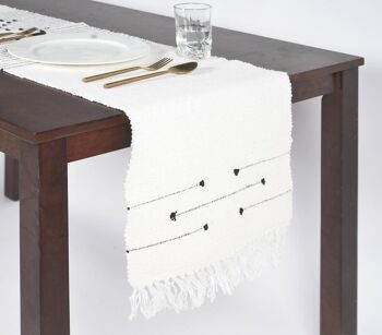 Chemin de table en coton à rayures et diamants tissés à la main 1