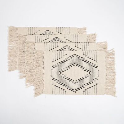 Handwoven Diamonds & Dots Cotton Placemats (Set of 4)