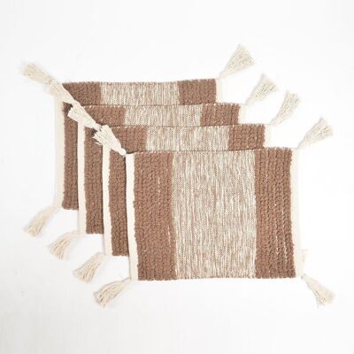 Handwoven Cotton Cocoa Colorblock Placemats (Set of 4)