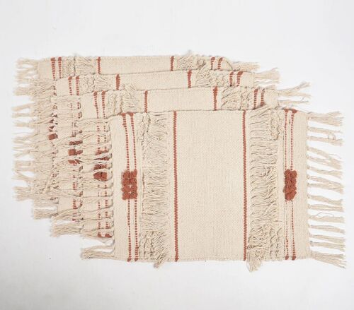 Handwoven Cotton Tasseled Placemats (Set of 4)