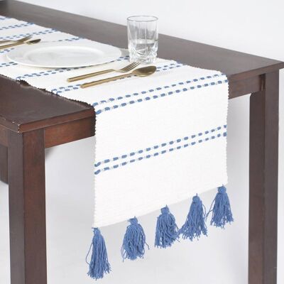 Striped Bohemian Table Runner with Tassels
