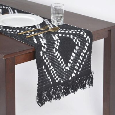 Statement Monochromatic Diamond Patterned Table Runner