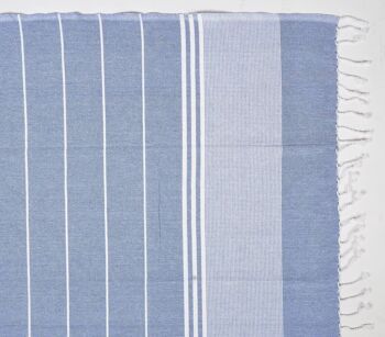 Serviettes de bain rayées en coton tissé à la main bleu clair et foncé (ensemble de 2) 3