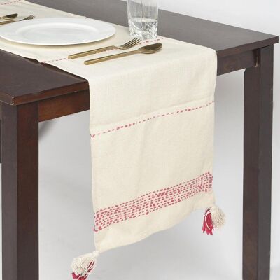 Runner da tavolo minimal in cotone con nappe