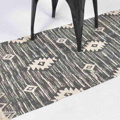 Handwoven Cotton Monochrome Fringed Rug