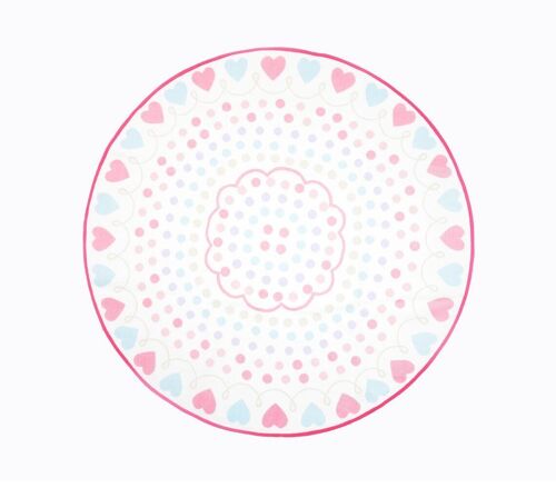 Hearts Printed Kids Round Rug