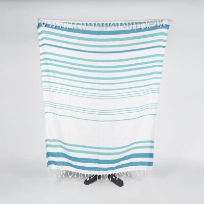 Handwoven Aqua Striped Cotton Throw