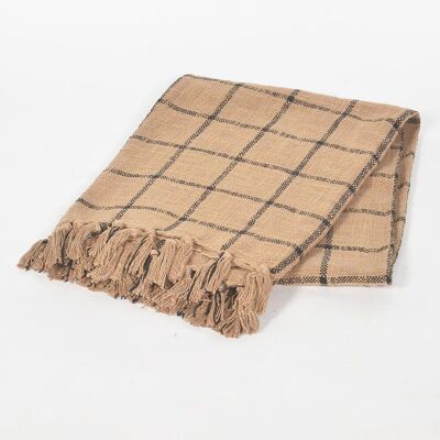 Brown Squares Cotton Throw