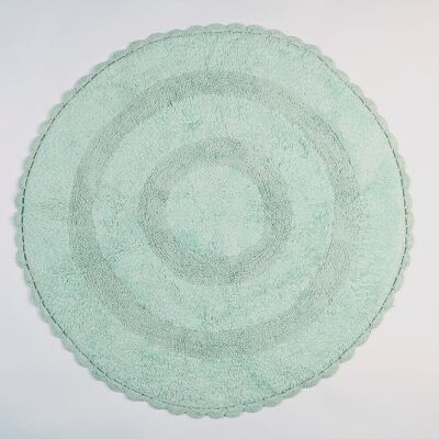 Tapis de bain rond texturé menthe tissé