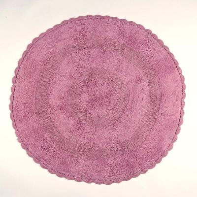 Alfombra de baño redonda con textura rosa tejida