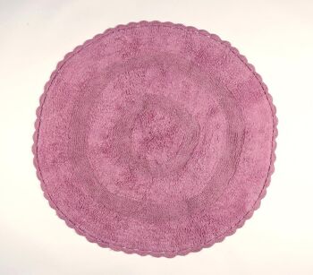 Tapis de bain rond texturé rose tissé 1