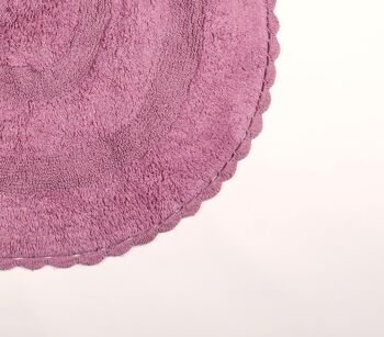 Tapis de bain rond texturé rose tissé 3