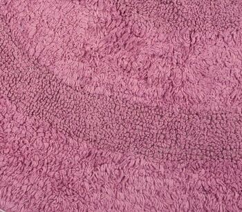 Tapis de bain rond texturé rose tissé 6