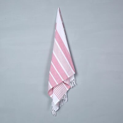 Handwoven Striped Red Cotton Bath Towel