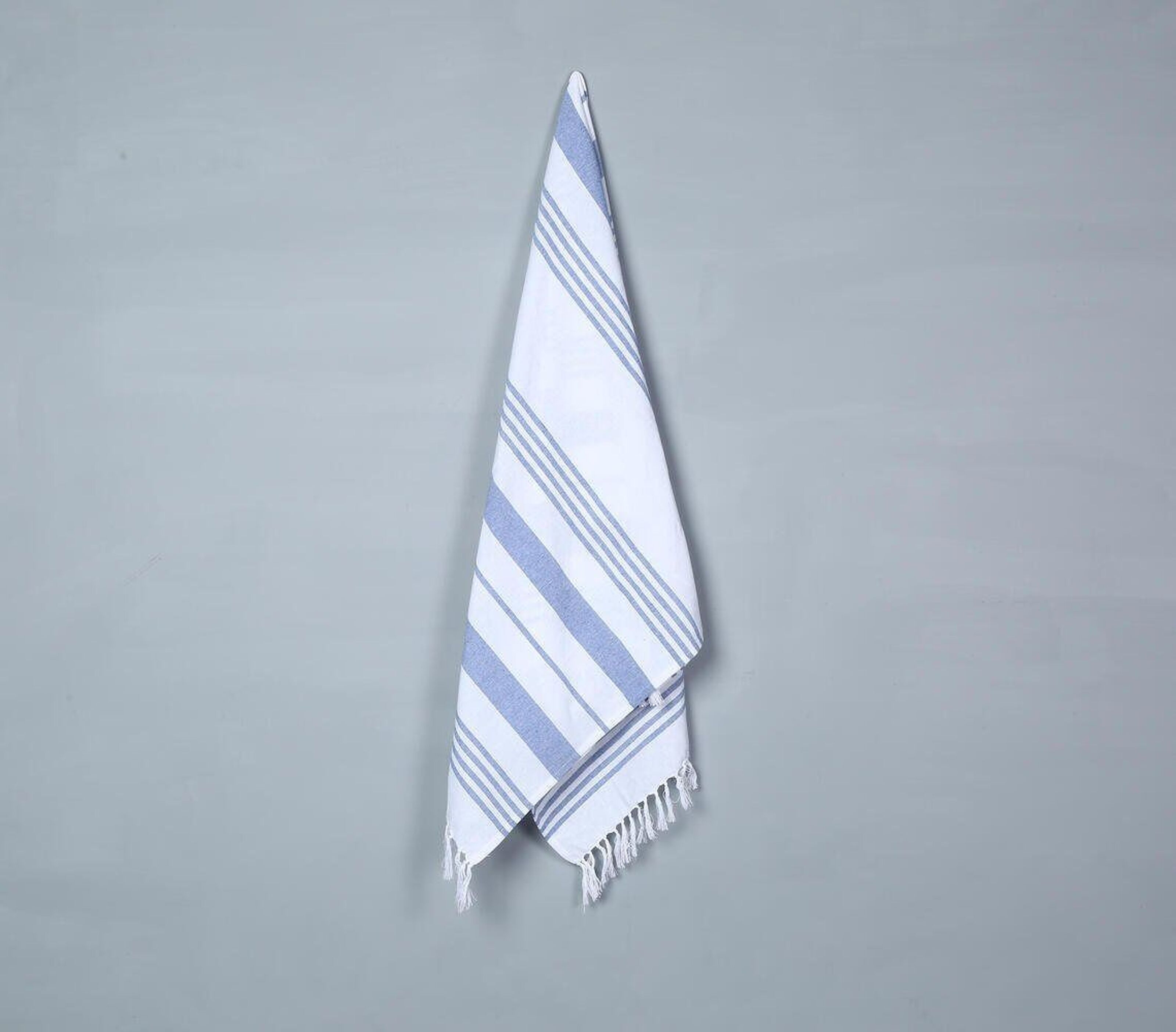 The Company Store Rhythm Blue Striped Cotton Single Bath Sheet