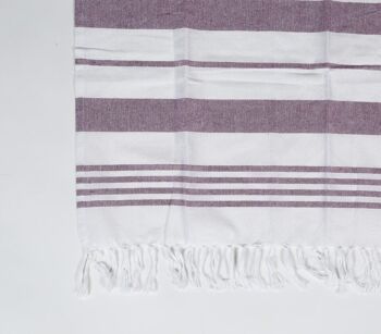 Serviette de bain en coton mauve rayé tissé à la main 7