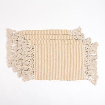Tovagliette con nappe in cotone e iuta intrecciate a mano (set di 4)