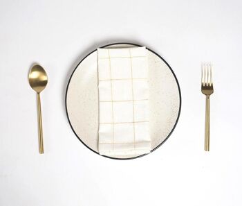 Serviettes de table à carreaux dorés minimaux (Ensemble de 4) 3