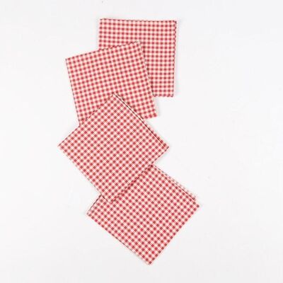 Mini serviettes à carreaux rouges (Ensemble de 4)