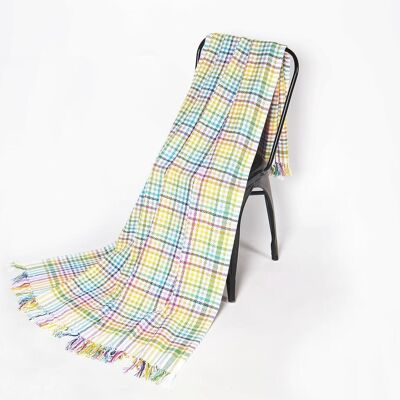 Yarn-Dyed Cotton Rainbow Checkered Throw