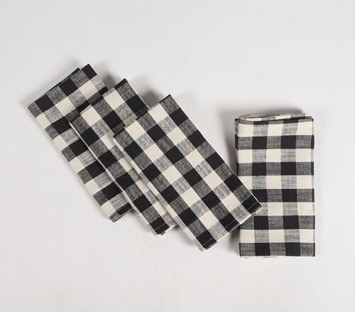 Monotone Checkered Handwoven Napkins (set of 4)