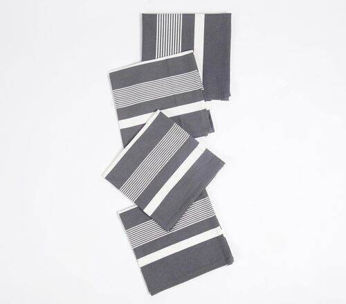 Set of 4 - Handloom Striped Monotone Napkins