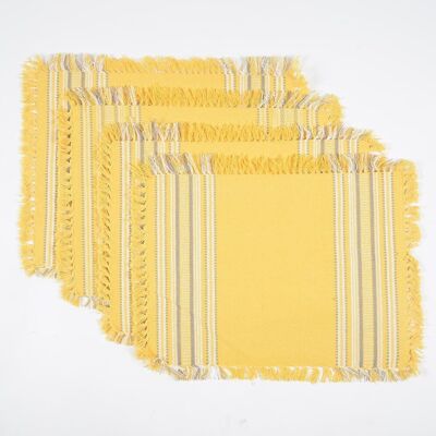 Fringe Borders Yellow Placemats (Set of 4)