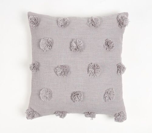 Hand Tufted Smokey Pom-Pom Cotton Cushion Cover