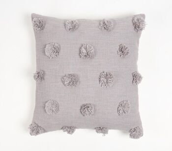 Housse de coussin en coton Smokey Pom-Pom touffetée à la main 4