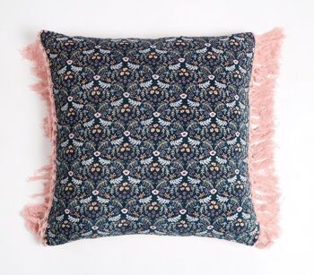 Housse de coussin à pompons en velours imprimé 1