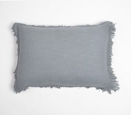 Solid Fringed Lumbar Cotton Cushion Cover