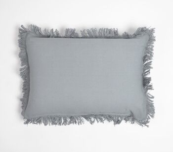 Housse de coussin lombaire en coton à franges unies 3