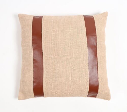 Hand Stitched Cotton & Leather Monochrome Cushion Cover
