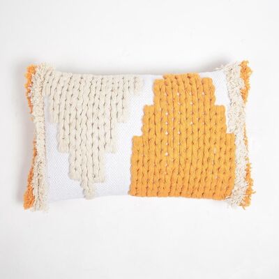 Housse de coussin lombaire en coton gratte-ciel monochromes brodées