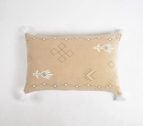 Tribal Embroidered & Tasseled Velvet Lumbar Cushion Cover