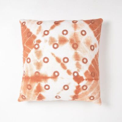 Housse de coussin en coton monochrome anneaux brodés Tie & Dye