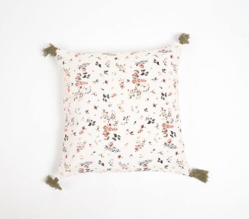 Tasseled Country Floral Velvet Cushion Cover