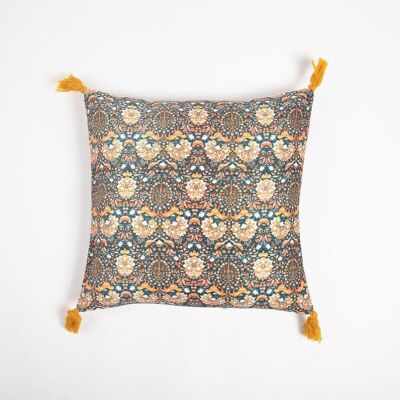 Tasseled Velvet Floral Cushion Cover